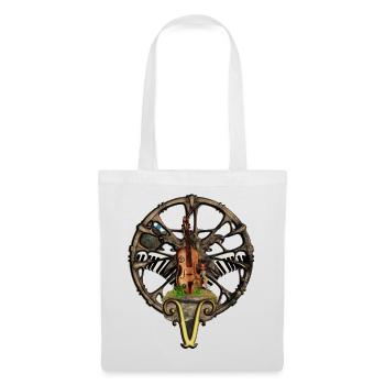 Steampunk Geige mit kleiner Fee - Stoffbeutel - Weiß - Vorne