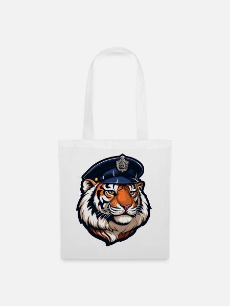 Tiger Polizist - Stoffbeutel - Weiß