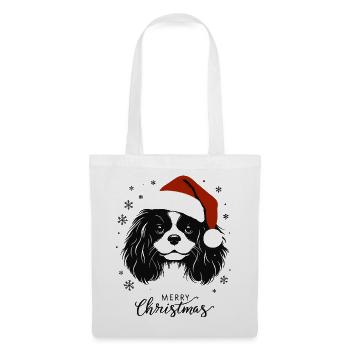 Cavalier King Charles Spaniel - Joyeux Noël - Sac en tissu - blanc - Devant