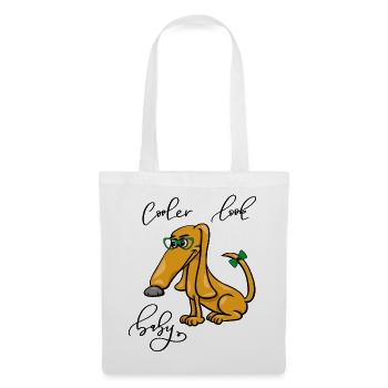 petit chien avec des lunettes de soleil, look cool - Sac en tissu - blanc - Devant