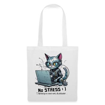 Chat informaticien geek, humour informatique - Sac en tissu - blanc - Devant