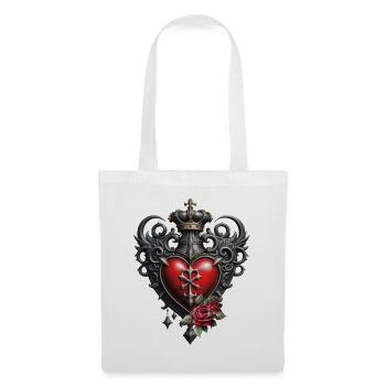 Elegantes Gothic Herz - Stoffbeutel - Weiß - Vorne