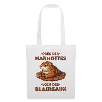 Humour marmotte randonnée - Sac en tissu - blanc - Devant