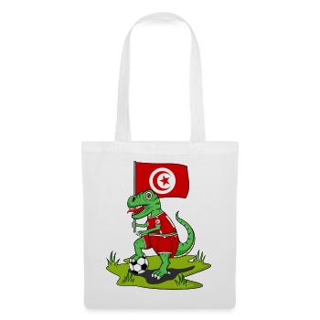 Drapeau de la Tunisie Dinosaure Rex Football - Sac en tissu - blanc - Devant