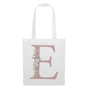 E Monogramm, Floral, personalisierbar - Stoffbeutel - Weiß - Vorne