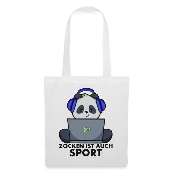 Nerd Shirt - Gamer Panda zocken ist auch Sport - Stoffbeutel - Weiß - Vorne