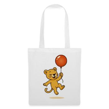 Lion joyeux avec ballon s’élevant dans les airs - Sac en tissu - blanc - Devant