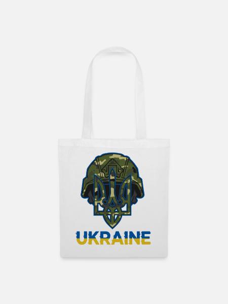 Ukraine Trident Camouflage Helm - Stoffbeutel - Weiß