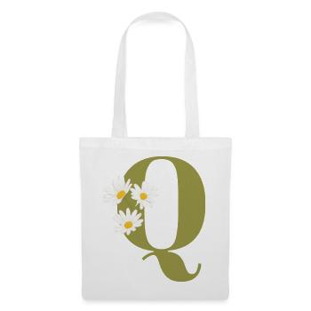 Letter q green daisies - Tote Bag - white - Front