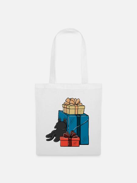 Geschenkchaos Katze - Stoffbeutel - Weiß