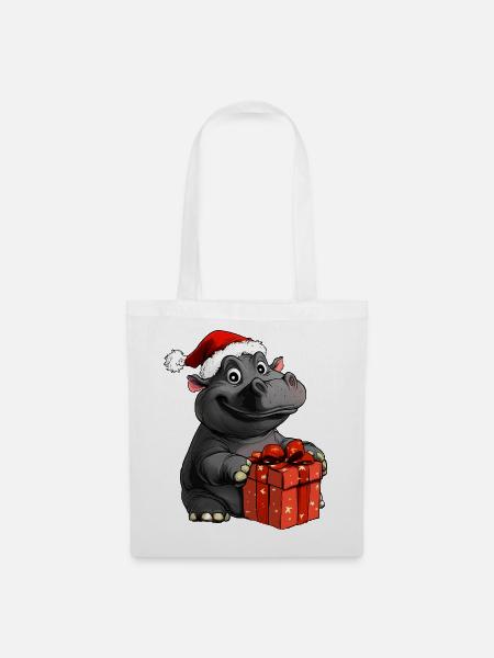 Nilpferde Weihnachten - Stoffbeutel - Weiß