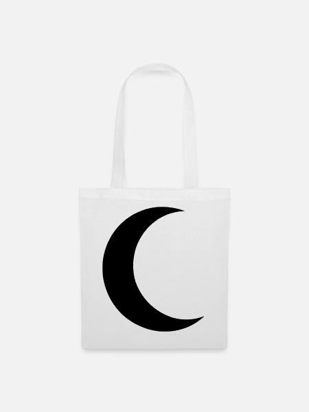 Mond Silhouette Minimalismus - Stoffbeutel - Weiß