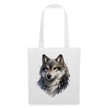 Nebelwolf im Aquarellstil - Stoffbeutel - Weiß - Vorne