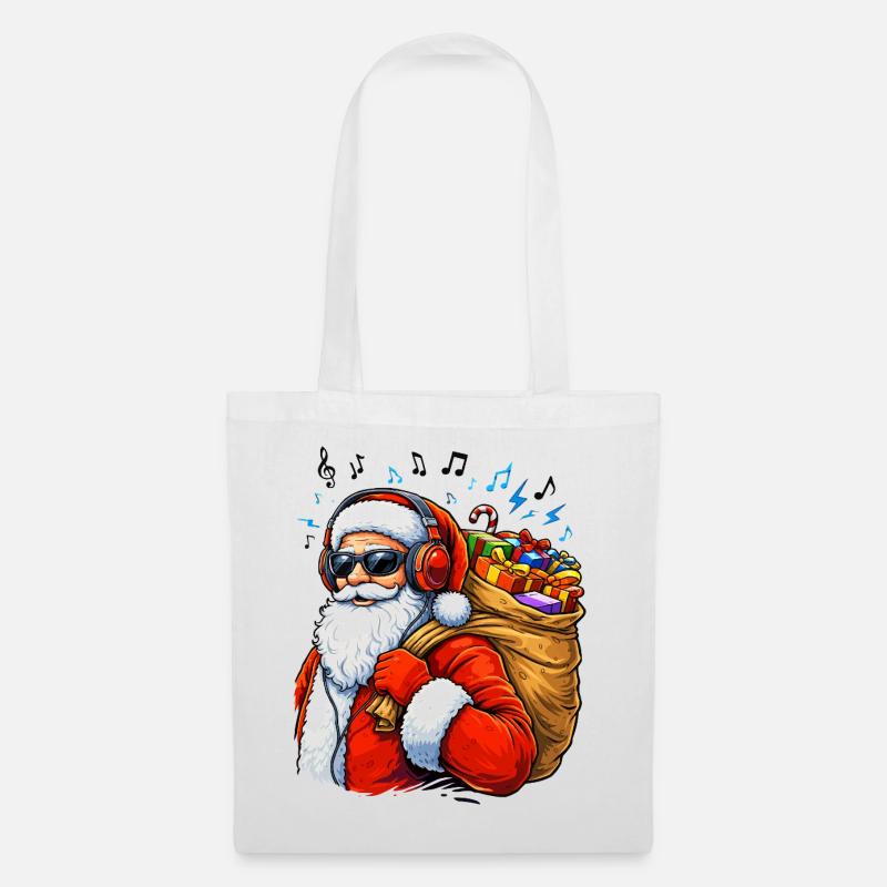 Santa Beats Weihnachtsmusik - Stoffbeutel - Weiß