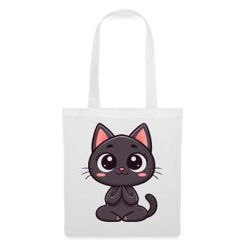 Cute black cat praying - Tote Bag - white - Front