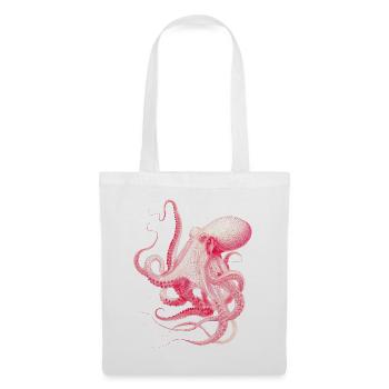 Vintage Octopus Illustration in Red & Pink - Tote Bag - white - Front