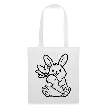 Bunny with carrot carrot coloring vector - Tote Bag - white - Front