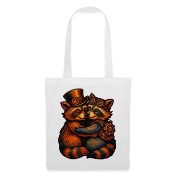 Steampunk Raccoon Cuddle - Tote Bag - white - Front