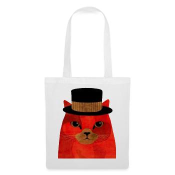Cool Red Cat with Top Hat - Tote Bag - white - Front
