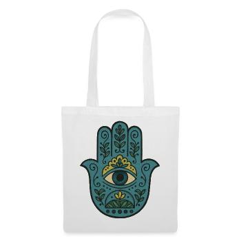 Hamsa Eye Floral Boho Palme - Stoffbeutel - Weiß - Vorne