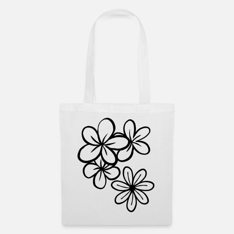 Blumenillustration - Stoffbeutel - Weiß