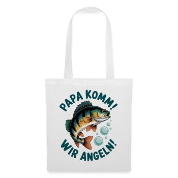 Papa komm! Wir Angeln - Stoffbeutel - Weiß - Vorne