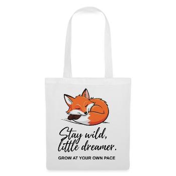 Fox Dreamer: Stay Wild Botschaft - Stoffbeutel - Weiß - Vorne