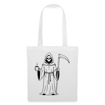 Faucheuse avec une tasse de café - Sac en tissu - blanc - Devant