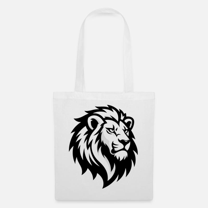 Majestätischer Löwenkopf – Kraftsymbol - Stoffbeutel - Weiß