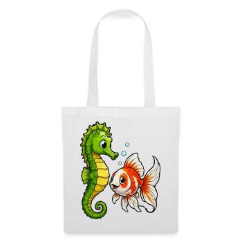 Poisson rouge hippocampe des Amis sous-marins - Sac en tissu - blanc - Devant