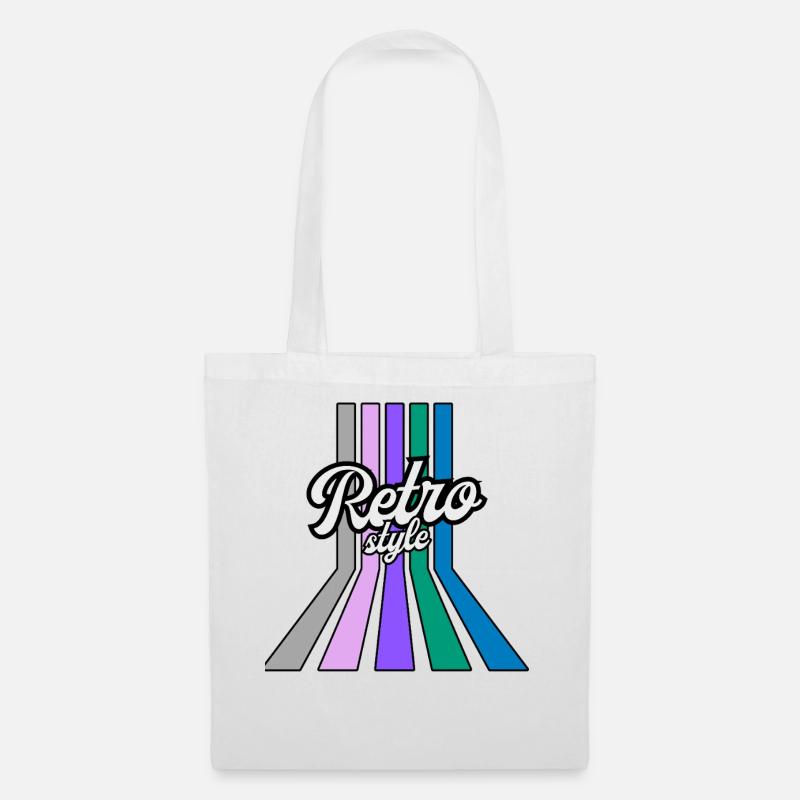StyleRétro Rayures Multicolores - Sac en tissu - blanc