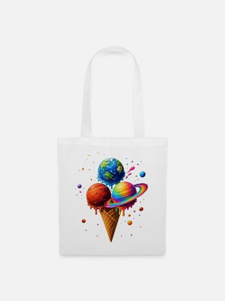 Bunte Eis Planeten im Universum - Stoffbeutel - Weiß