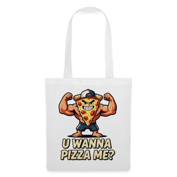 Pizza Muscle Maskottchen willst du mich pizza - Stoffbeutel - Weiß - Vorne