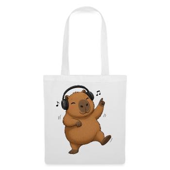 Kapibara Hamster Musik Tanzen Singen Bauernhof - Stoffbeutel - Weiß - Vorne