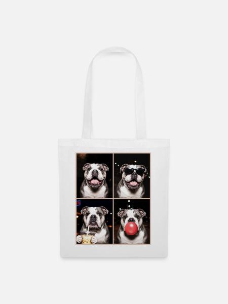 Hunde Bulldog Hund - Stoffbeutel - Weiß