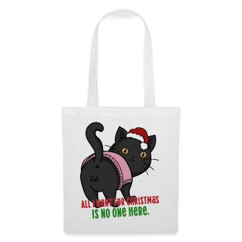 Lustiger Weihnachtskatzen-Weihnachtshut-Weihnachtshumor - Stoffbeutel - Weiß - Vorne