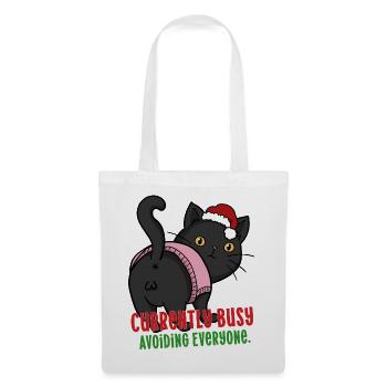 Lustige weihnachtliche Introvertierte Katze, die eifrig ausweicht - Stoffbeutel - Weiß - Vorne