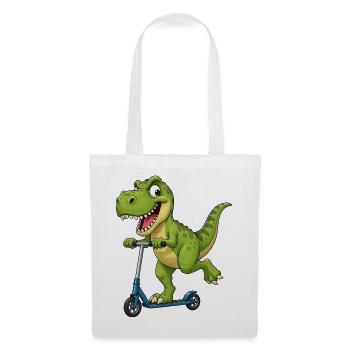 Süßer T-Rex auf Roller Cartoon Freund - Stoffbeutel - Weiß - Vorne
