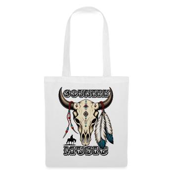 Country Music – Western Bull Skull - Stoffbeutel - Weiß - Vorne
