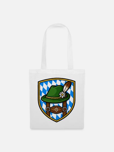 Bayerisches Edelweiß Schild - Stoffbeutel - Weiß