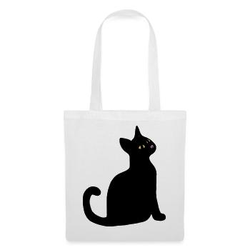 Nächtliche Katzenblick - Stoffbeutel - Weiß - Vorne