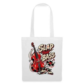 Slap That Bass – Rockabilly Kontrabass - Stoffbeutel - Weiß - Vorne