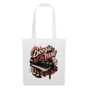 Boogie Piano – Rock'n'Roll & 50er Musik - Stoffbeutel - Weiß - Vorne