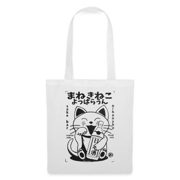 Maneki Neko Witzike Sake Katze - Stoffbeutel - Weiß - Vorne
