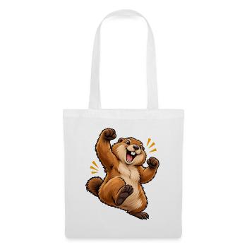 Cartoon springendes Eichhörnchen - Stoffbeutel - Weiß - Vorne
