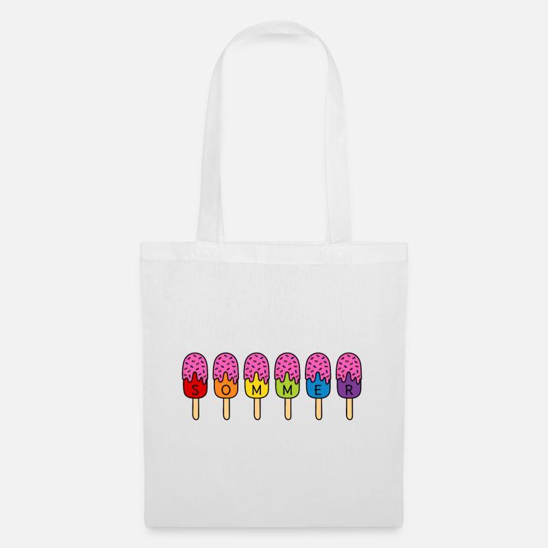 Sommer Eis essen Regenbogen bunt pink Eis - Stoffbeutel - Weiß
