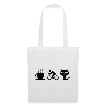 Kaffee. Katzen. Radfahren - Stoffbeutel - Weiß - Vorne