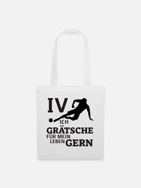 IV Innenverteidiger - Ich Grätsche gerne - Fußball - Stoffbeutel - Weiß