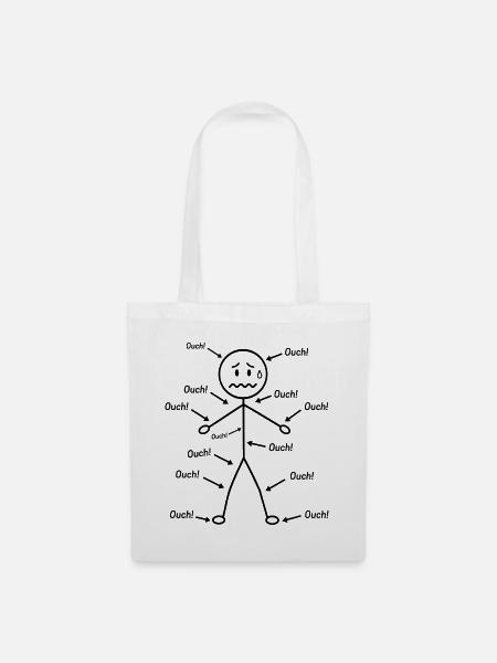 Humor Santé – J'ai pain tout ouch - Stoffbeutel - Weiß