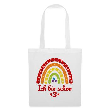 3. Geburtstag Mädchen Regenbogen Ich bin schon 3 - Stoffbeutel - Weiß - Vorne